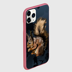 Чехол iPhone 11 Pro матовый Милая белочка, цвет: 3D-малиновый — фото 2