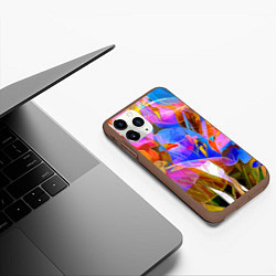 Чехол iPhone 11 Pro матовый Красочный цветочный паттерн Лето Colorful floral p, цвет: 3D-коричневый — фото 2