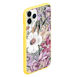 Чехол iPhone 11 Pro матовый Цветы Фиолетовый Клематис, цвет: 3D-желтый — фото 2