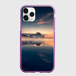 Чехол iPhone 11 Pro матовый Горы озеро, цвет: 3D-фиолетовый