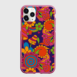 Чехол iPhone 11 Pro матовый Психоделический сюжет, цвет: 3D-малиновый