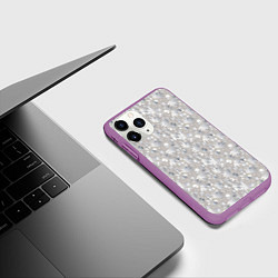 Чехол iPhone 11 Pro матовый Белые объемные узоры, цвет: 3D-фиолетовый — фото 2