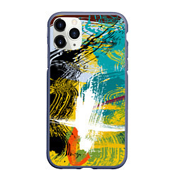 Чехол iPhone 11 Pro матовый Абстрактные мазки цветной краской strokes of paint, цвет: 3D-серый