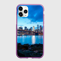 Чехол iPhone 11 Pro матовый Закат в мегаполисе, цвет: 3D-фиолетовый