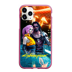 Чехол iPhone 11 Pro матовый Cyberpunk2077 Johnny Vi girl, цвет: 3D-малиновый