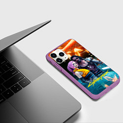 Чехол iPhone 11 Pro матовый Cyberpunk2077 Johnny Vi girl, цвет: 3D-фиолетовый — фото 2