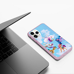 Чехол iPhone 11 Pro матовый My Little Pony летают в облаках, цвет: 3D-розовый — фото 2