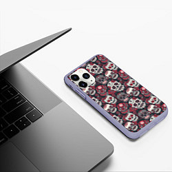 Чехол iPhone 11 Pro матовый День мертвых Черепа Мексика, цвет: 3D-светло-сиреневый — фото 2