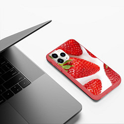 Чехол iPhone 11 Pro матовый Strawberries, цвет: 3D-красный — фото 2