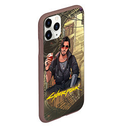 Чехол iPhone 11 Pro матовый Джонни киберпанк, цвет: 3D-коричневый — фото 2
