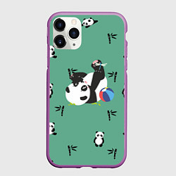 Чехол iPhone 11 Pro матовый Пандовая семья - Малыш, цвет: 3D-фиолетовый