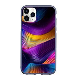 Чехол iPhone 11 Pro матовый Абстрактная волновая композиция Неоновые полосы Ab, цвет: 3D-серый