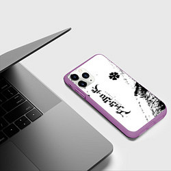 Чехол iPhone 11 Pro матовый Black clover чёрный клевер вертикальная надпись, цвет: 3D-фиолетовый — фото 2