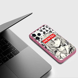 Чехол iPhone 11 Pro матовый HENTAI SCHOOL GIRL ХЕНТАЙ ШКОЛЬНИЦА, цвет: 3D-малиновый — фото 2