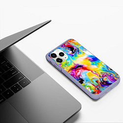 Чехол iPhone 11 Pro матовый Неоновые всплески красок Лето Neon splashes of col, цвет: 3D-светло-сиреневый — фото 2