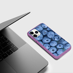 Чехол iPhone 11 Pro матовый Голубика - фон, цвет: 3D-фиолетовый — фото 2