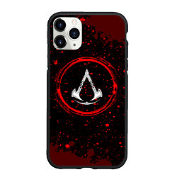 Чехол iPhone 11 Pro матовый Символ Assassins Creed и краска вокруг на темном ф