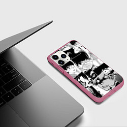 Чехол iPhone 11 Pro матовый Токийский гуль паттерн, цвет: 3D-малиновый — фото 2