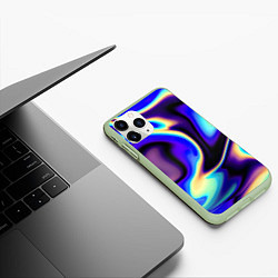 Чехол iPhone 11 Pro матовый Цветовая абстракция, цвет: 3D-салатовый — фото 2