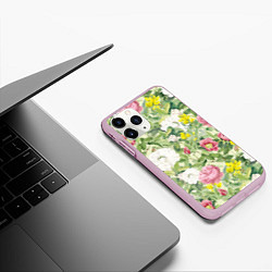 Чехол iPhone 11 Pro матовый Цветы Белые и Розовые Пионы, цвет: 3D-розовый — фото 2