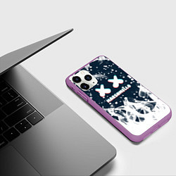 Чехол iPhone 11 Pro матовый Marshmello белый огонь, цвет: 3D-фиолетовый — фото 2