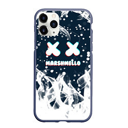 Чехол iPhone 11 Pro матовый Marshmello белый огонь