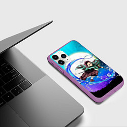 Чехол iPhone 11 Pro матовый Клинок, рассекающий демонов Танджиро Tanjiro, цвет: 3D-фиолетовый — фото 2
