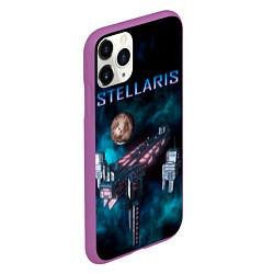 Чехол iPhone 11 Pro матовый Stellaris космический корабль, цвет: 3D-фиолетовый — фото 2