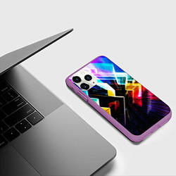 Чехол iPhone 11 Pro матовый Неоновая молния Абстракция Neon Lightning Abstract, цвет: 3D-фиолетовый — фото 2