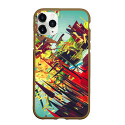 Чехол iPhone 11 Pro матовый Смелые мазки краски Экспрессионизм Bold strokes of, цвет: 3D-коричневый