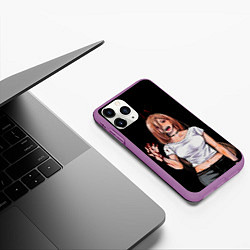 Чехол iPhone 11 Pro матовый ПАУЭР ИЗ ЧЕЛОВЕК БЕНЗОПИЛА CHAINSAW MAN, цвет: 3D-фиолетовый — фото 2
