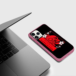 Чехол iPhone 11 Pro матовый Игра Окончена Красный Череп, цвет: 3D-малиновый — фото 2