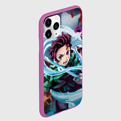 Чехол iPhone 11 Pro матовый ТАНДЖИРО КЛИНОК, РАССЕКАЮЩИЙ ДЕМОНОВ DEMON SLAYER, цвет: 3D-фиолетовый — фото 2
