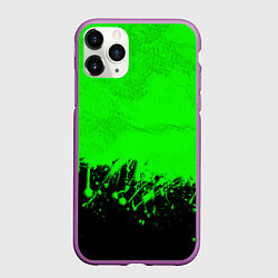 Чехол iPhone 11 Pro матовый САЛАТОВЫЕ НЕОНОВЫЕ БРЫЗГИ КРАСКИ, цвет: 3D-фиолетовый