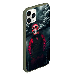 Чехол iPhone 11 Pro матовый Smoke Дым Skull, цвет: 3D-темно-зеленый — фото 2