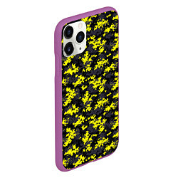Чехол iPhone 11 Pro матовый Камуфляж Пиксельный Чёрно-Жёлтый, цвет: 3D-фиолетовый — фото 2