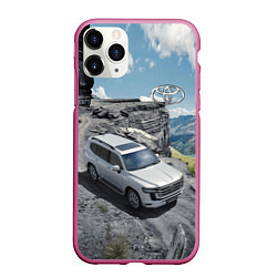 Чехол iPhone 11 Pro матовый Toyota Land Cruiser 300 Горная дорога, цвет: 3D-малиновый