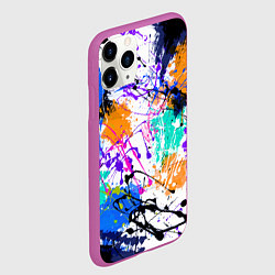 Чехол iPhone 11 Pro матовый Брызги и мазки разноцветных красок на белом фоне, цвет: 3D-фиолетовый — фото 2