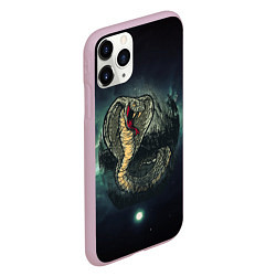 Чехол iPhone 11 Pro матовый Большая ядовитая змея, цвет: 3D-розовый — фото 2