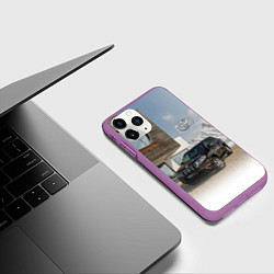 Чехол iPhone 11 Pro матовый Тoyota Land Cruiser Prado у горного коттеджа Mount, цвет: 3D-фиолетовый — фото 2