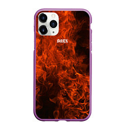 Чехол iPhone 11 Pro матовый New York, дизайн в готическом стииле с огнем и анг, цвет: 3D-фиолетовый
