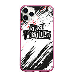 Чехол iPhone 11 Pro матовый Sex Pistols Big Logo, цвет: 3D-малиновый