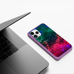 Чехол iPhone 11 Pro матовый Извержение вулкана Текстура камня, цвет: 3D-фиолетовый — фото 2