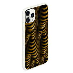 Чехол iPhone 11 Pro матовый Черная с золотым оптическая иллюзия Абстракция, цвет: 3D-белый — фото 2