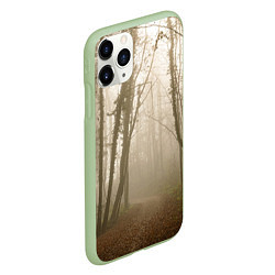 Чехол iPhone 11 Pro матовый Туманный лес на восходе, цвет: 3D-салатовый — фото 2