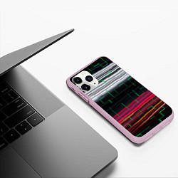 Чехол iPhone 11 Pro матовый Цветная мозаика colored mosaic lines, цвет: 3D-розовый — фото 2