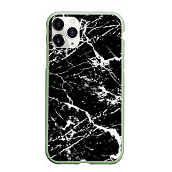 Чехол iPhone 11 Pro матовый Текстура чёрного мрамора Texture of black marble