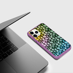 Чехол iPhone 11 Pro матовый Морские розовые голубые желтые камешки, цвет: 3D-фиолетовый — фото 2