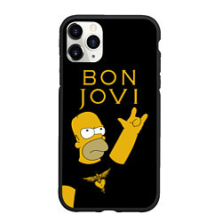 Чехол iPhone 11 Pro матовый Bon Jovi Гомер Симпсон Рокер