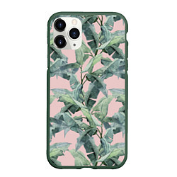 Чехол iPhone 11 Pro матовый Листья Пальм Нарисованные Карандашом, цвет: 3D-темно-зеленый